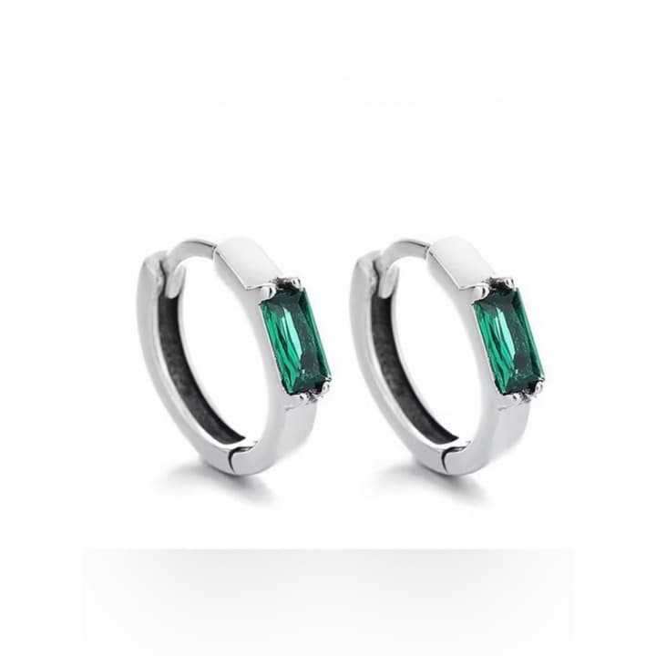 The Very Dainty emerald huggie earrings in 925 silver - Image 1