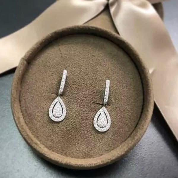 The Stately Dangle Tear Drop earrings in cubic zirconia - Thumbnail 3