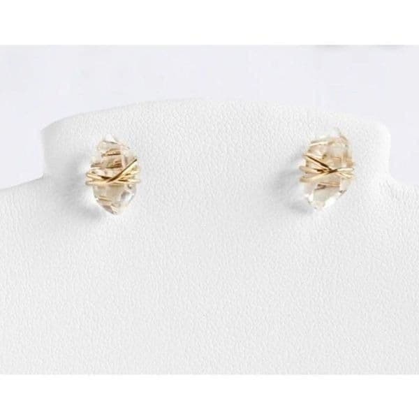 The Crystal Dream Gold plated wrapped lab created sapphire earrings - Thumbnail 6