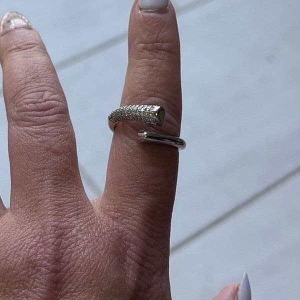The Epic Bypass ring adjustable in 925 silver and cubic zirconia - Thumbnail 6