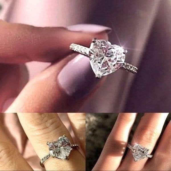 The Best seller Delicate 925 Silver & CZ Heart Ring sz 8 - Thumbnail 6