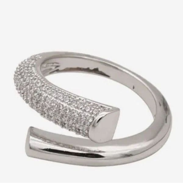 The Epic Bypass ring adjustable in 925 silver and cubic zirconia - Thumbnail 7