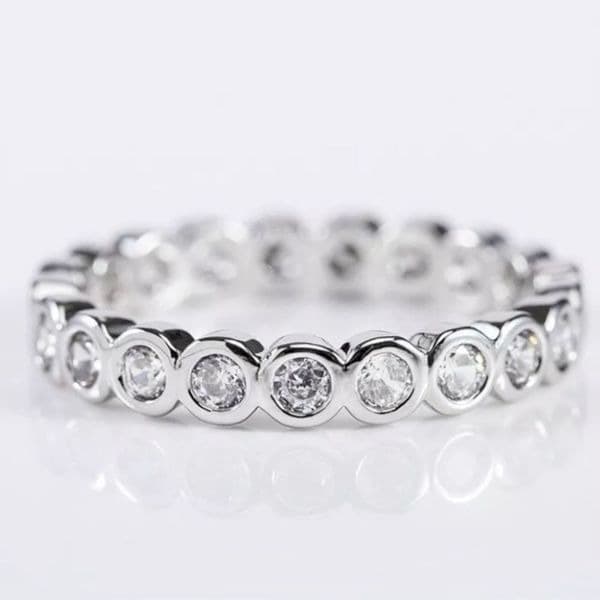 Last few!The Brilliant Bezel eternity band with zircon in Sterling Silver sz8 - Thumbnail 3