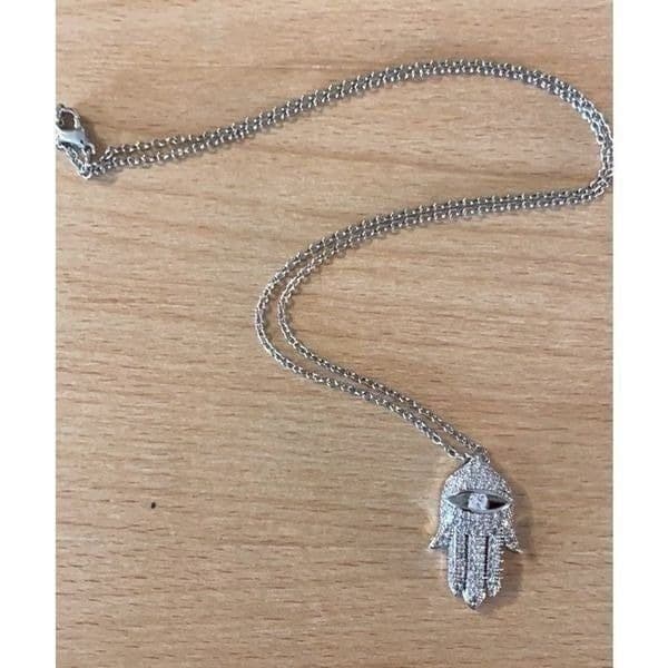 The Bling Hand White Sapphire & 925 Silver Hamsa necklace - Thumbnail 2