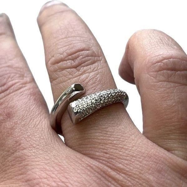 The Epic Bypass ring adjustable in 925 silver and cubic zirconia - Image 1