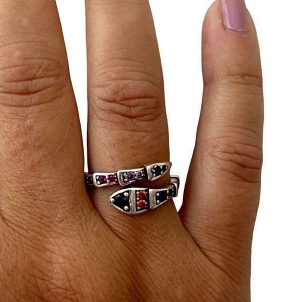 The Multi-Colored Serpent Ring in 925 silver - Image 1