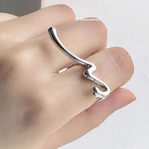 The Irregular Signature 2 finger Ring in Silver - Thumbnail 2
