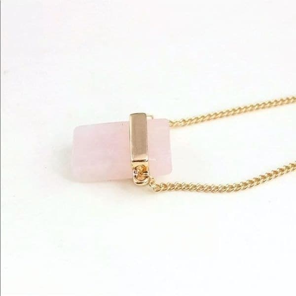 The Rose Quartz Gold Plated Long Chain With Rose Quartz pendant - Image 1