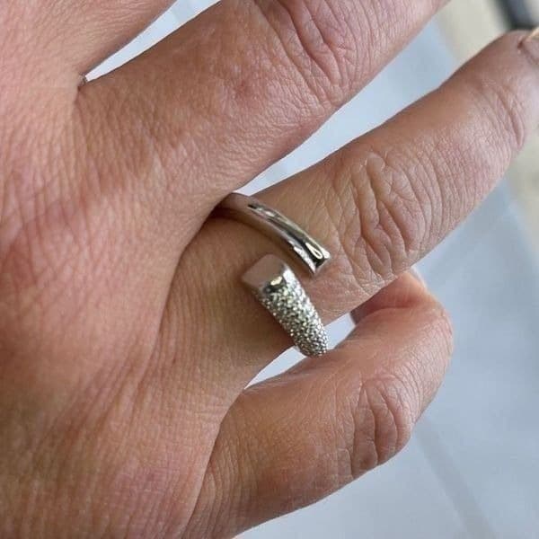 The Epic Bypass ring adjustable in 925 silver and cubic zirconia - Thumbnail 3