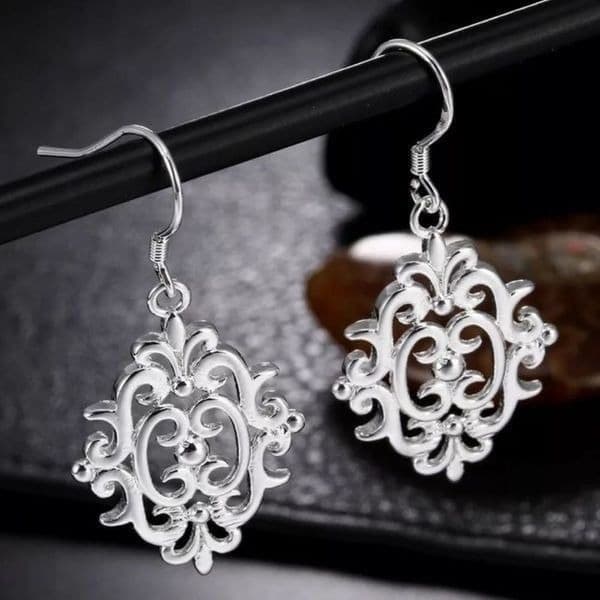 The Lacey Tibetan Silver drop abstract earrings - Image 1