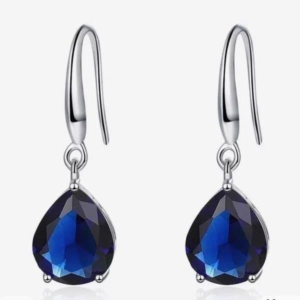 The Mystical Sapphire Teardrop Drop Earrings in 925 silver - Image 1