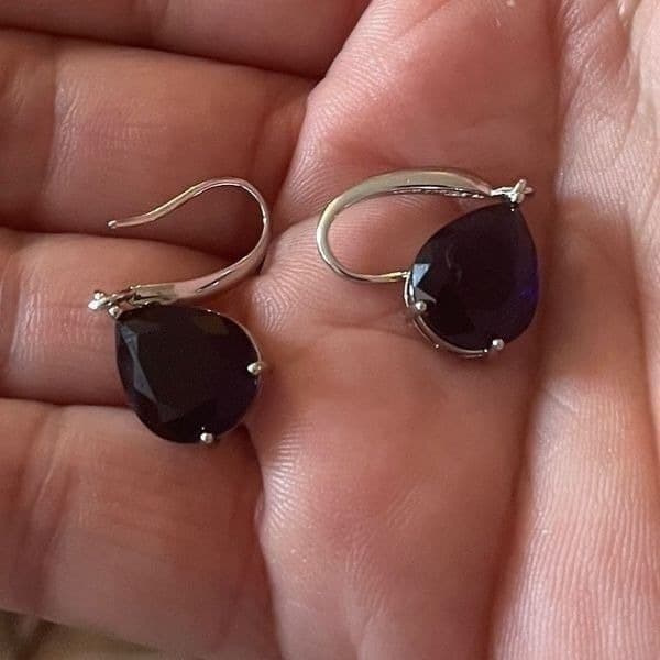 The Mystical Sapphire Teardrop Drop Earrings in 925 silver - Thumbnail 9