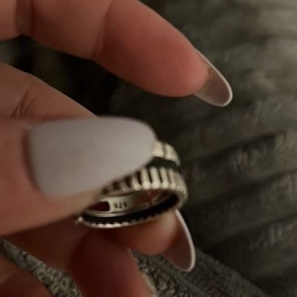 The Black Stripe Ring Adjustable in 925 silver antiqued - Thumbnail 3