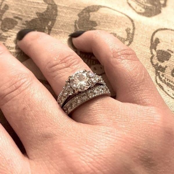 Estate inspired 925 w White Sapphire 2pc ring set - Thumbnail 3