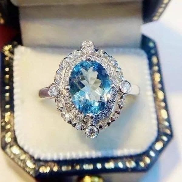 The Marina Statement Ring in Topaz and 925 sz 7 - Image 1