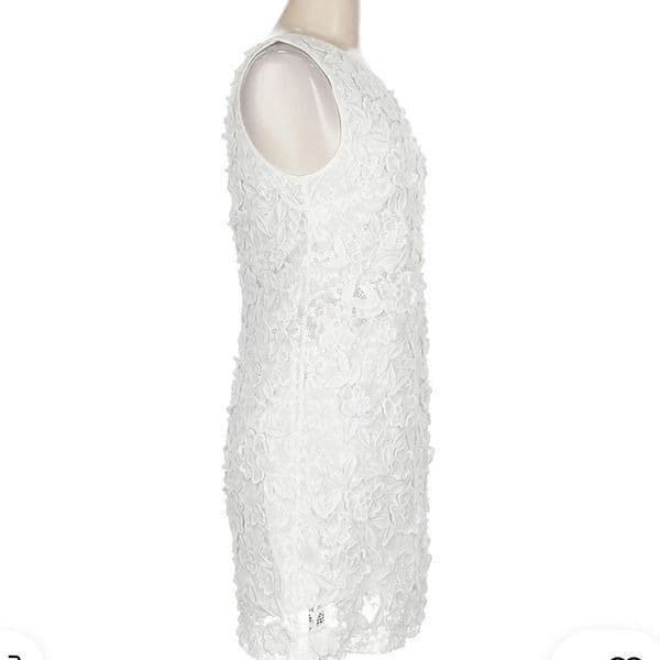 Club Monaco Mayara dress white lace 3d floral dress size 10 - Thumbnail 3