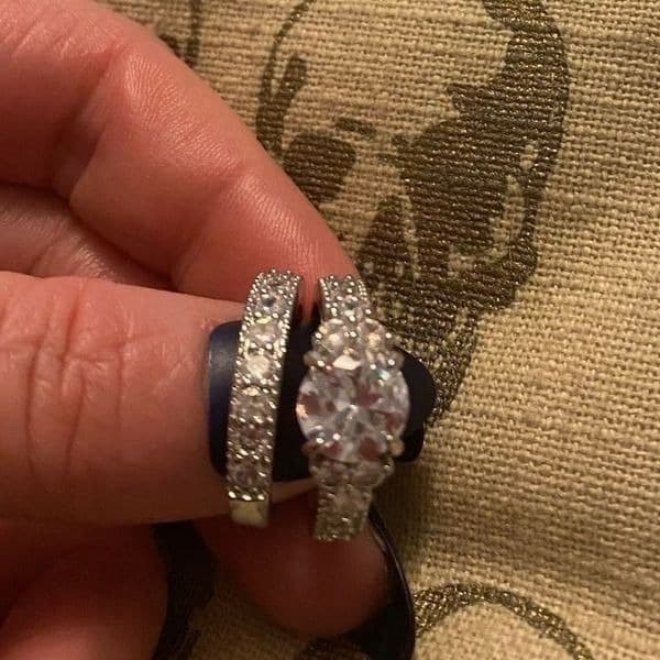 Estate inspired 925 w White Sapphire 2pc ring set - Thumbnail 8