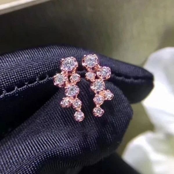 The Dainty Cluster Rose Gold stud earrings with cubic zirconia over 925. - Image 1