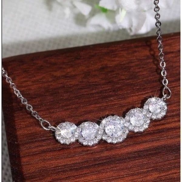 The Smith Cubic Zirconia and 925 Silver Pendants Necklace - Thumbnail 4