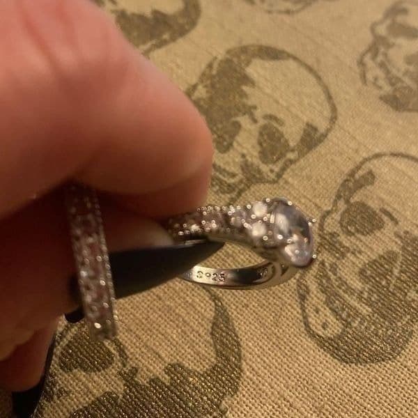 Estate inspired 925 w White Sapphire 2pc ring set - Thumbnail 7