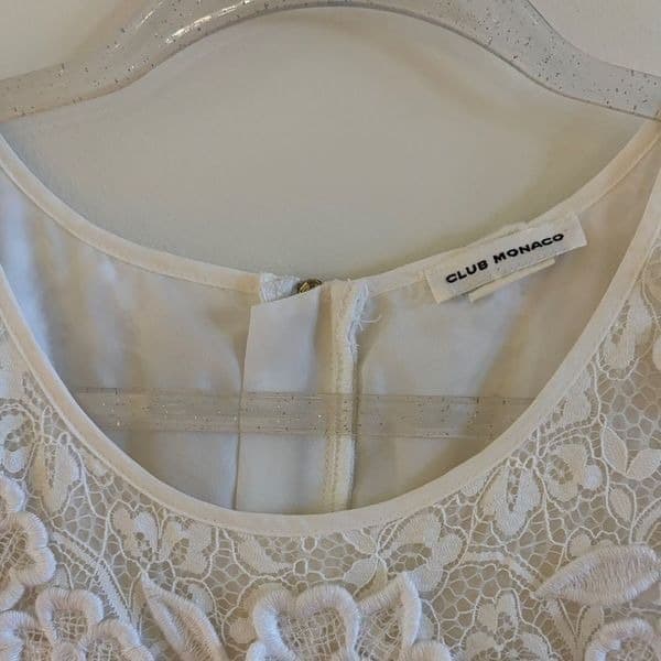 Club Monaco Mayara dress white lace 3d floral dress size 10 - Thumbnail 5