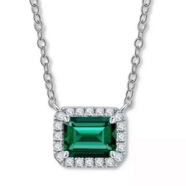 The Primavera 925 silver 18” Emerald green pendant necklace - Image 1
