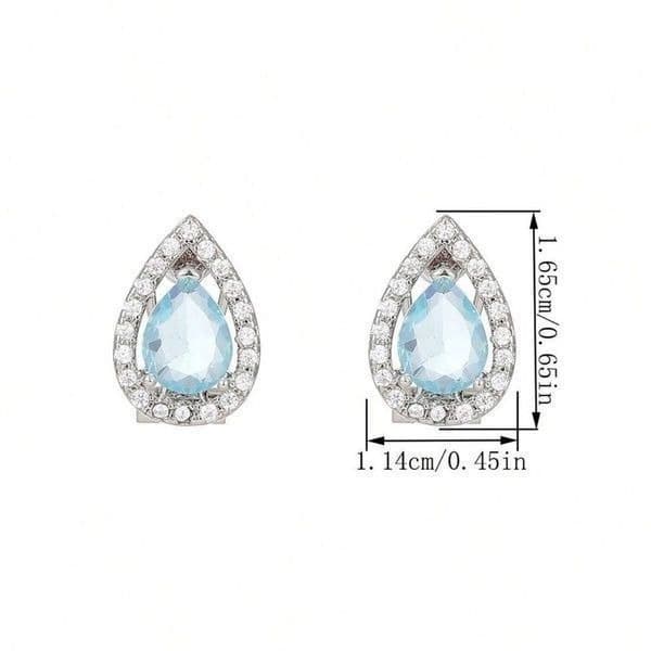 Blue Topaz Tear Drop hinge closure silver earrings - Thumbnail 8