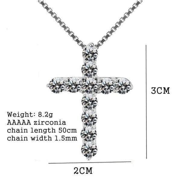 The Classic Cross Pendant Necklace in sterling silver and cubic zirconia - Thumbnail 2