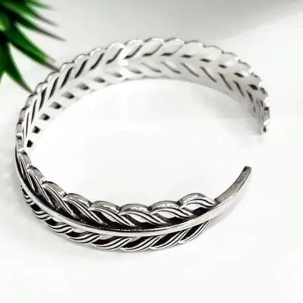 The Braided Cuff Bracelet adjustable, in 925 silver. - Thumbnail 4