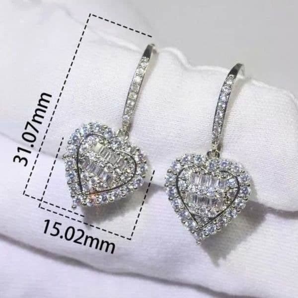 The Heart of Bling 925 Silver Drop Earrings w White Sapphire - Thumbnail 3