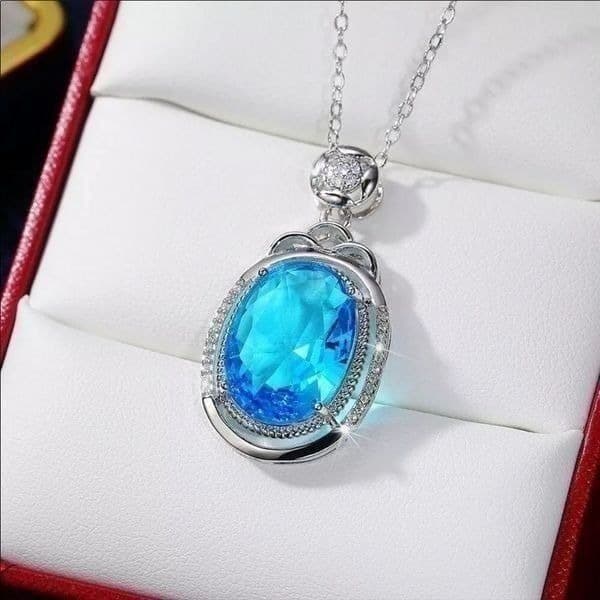 The Cassandra 925 necklace with blue cubic zirconia pendant - Image 1