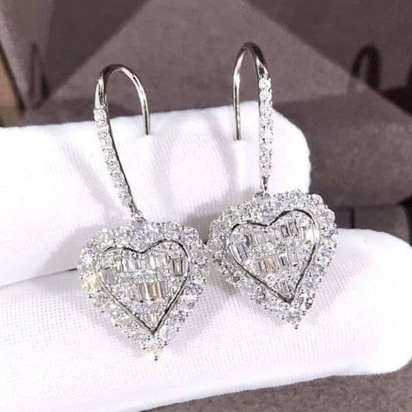 The Heart of Bling 925 Silver Drop Earrings w White Sapphire - Thumbnail 7