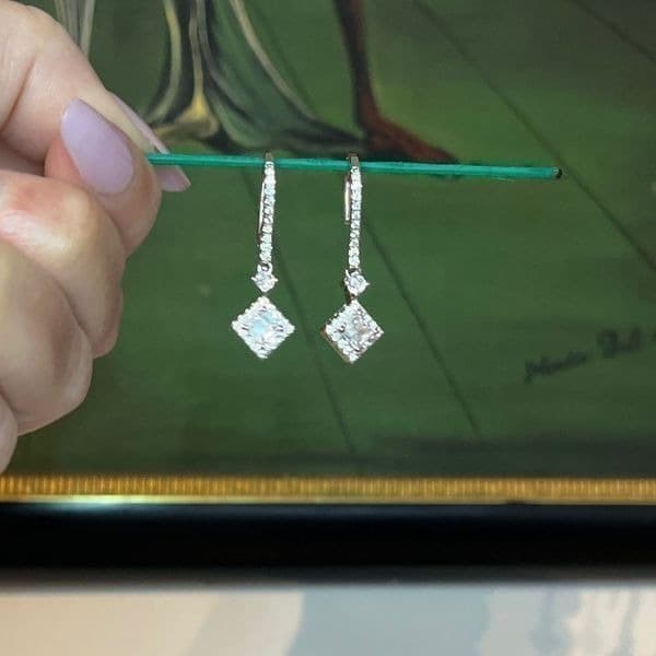 The Geometric Dangle Drop Earrings in 925 silver and cubic zirconia - Thumbnail 4