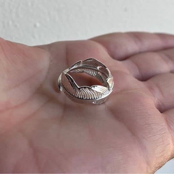 The Flirty Feather adjustable sterling silver ring. - Thumbnail 3