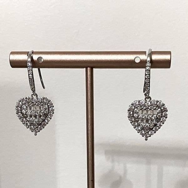 The Heart of Bling 925 Silver Drop Earrings w White Sapphire - Thumbnail 5