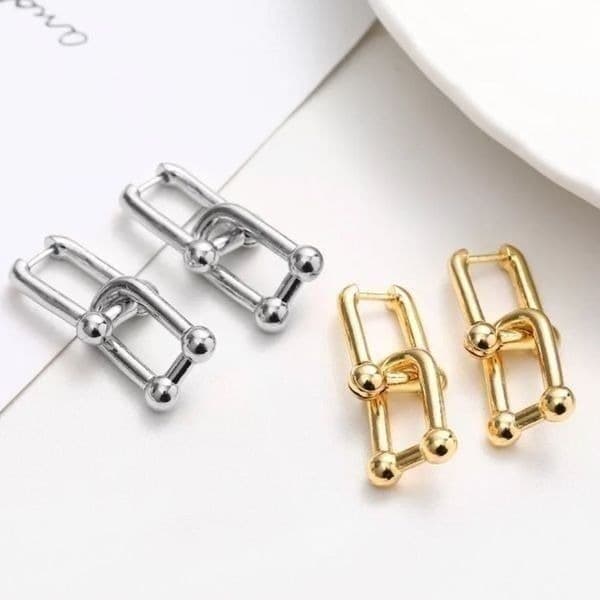 The U Link 2 in 1 Statement Drop Earring in 925 Silver - Thumbnail 2