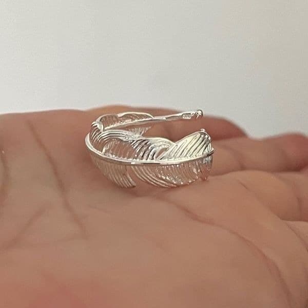 The Flirty Feather adjustable sterling silver ring. - Thumbnail 9