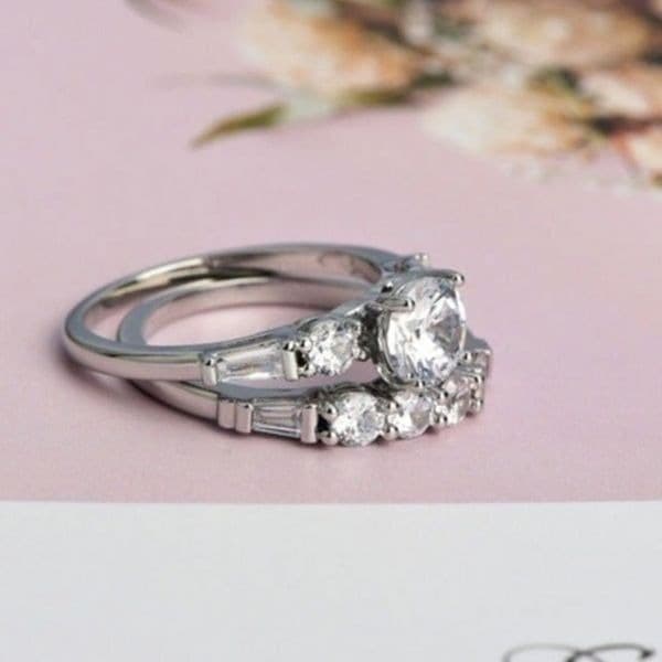 -The WithThese Rings 925 Silver Ring W/White Sapphire Set sz 6 - Thumbnail 7