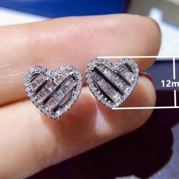 The Hearts Desire Gorgeous Stud Earrings 925 White Sapphire - Thumbnail 4