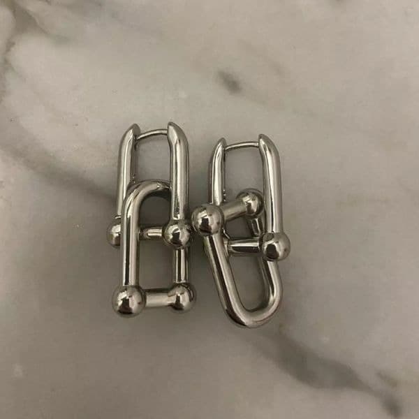 The U Link 2 in 1 Statement Drop Earring in 925 Silver - Thumbnail 6