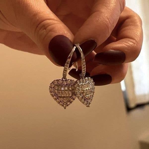 The Heart of Bling 925 Silver Drop Earrings w White Sapphire - Thumbnail 6