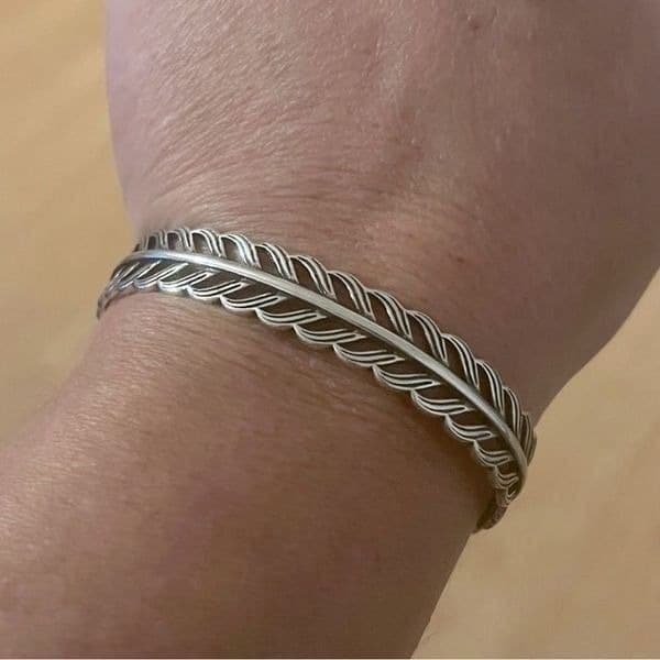 The Braided Cuff Bracelet adjustable, in 925 silver. - Thumbnail 2