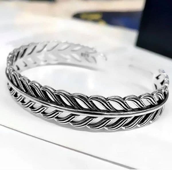 The Braided Cuff Bracelet adjustable, in 925 silver. - Thumbnail 3