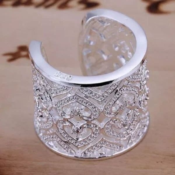 The Paris crystal accented heart cuff open ring - Thumbnail 6