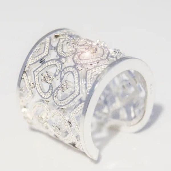 The Paris crystal accented heart cuff open ring - Image 1