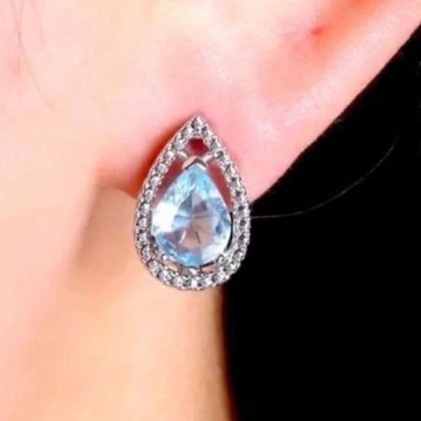 The Don’t Cry For Me Tear Drop estate inspired zirconium/topaz earrings - Thumbnail 3