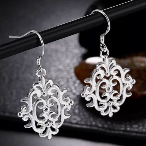 The Lacey Tibetan Silver drop abstract earrings - Image 1