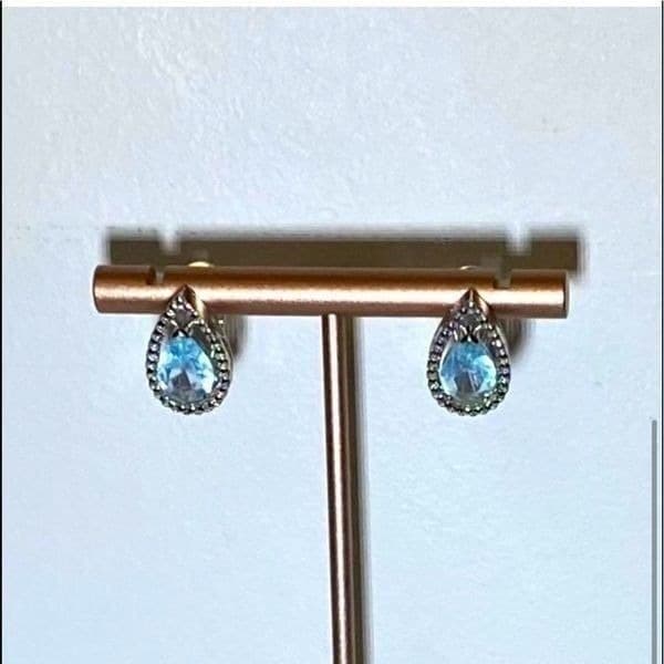 The Don’t Cry For Me Tear Drop estate inspired zirconium/topaz earrings - Thumbnail 2