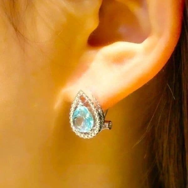 The Don’t Cry For Me Tear Drop estate inspired zirconium/topaz earrings - Image 1