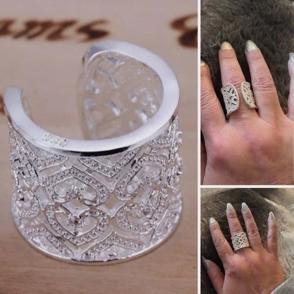 The Paris crystal accented heart cuff open ring - Thumbnail 3